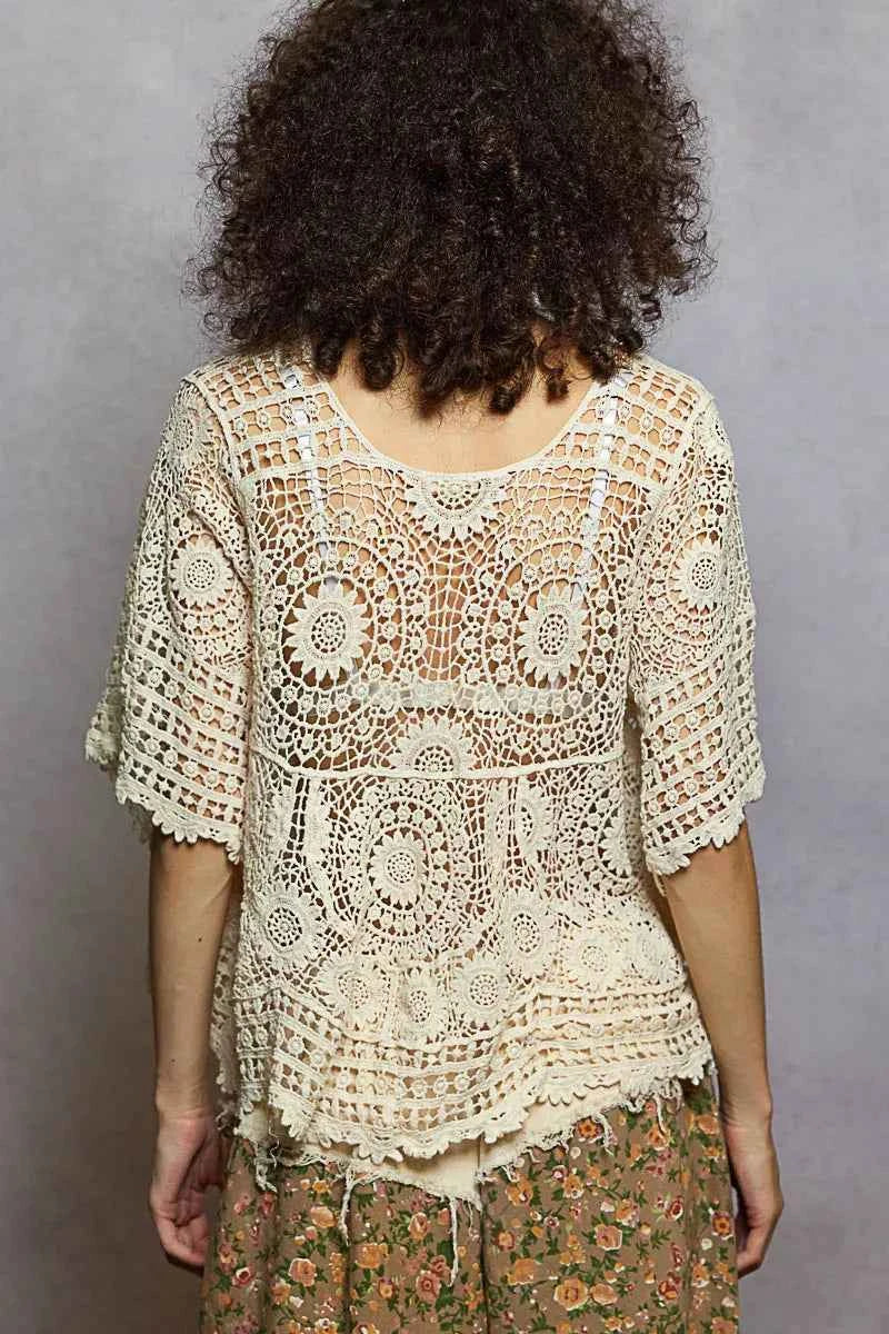 POL V-Neck Crochet Top with Scalloped Hem 06ed7757-b867-47e6-a533-6ed283af3713-Max-Origin