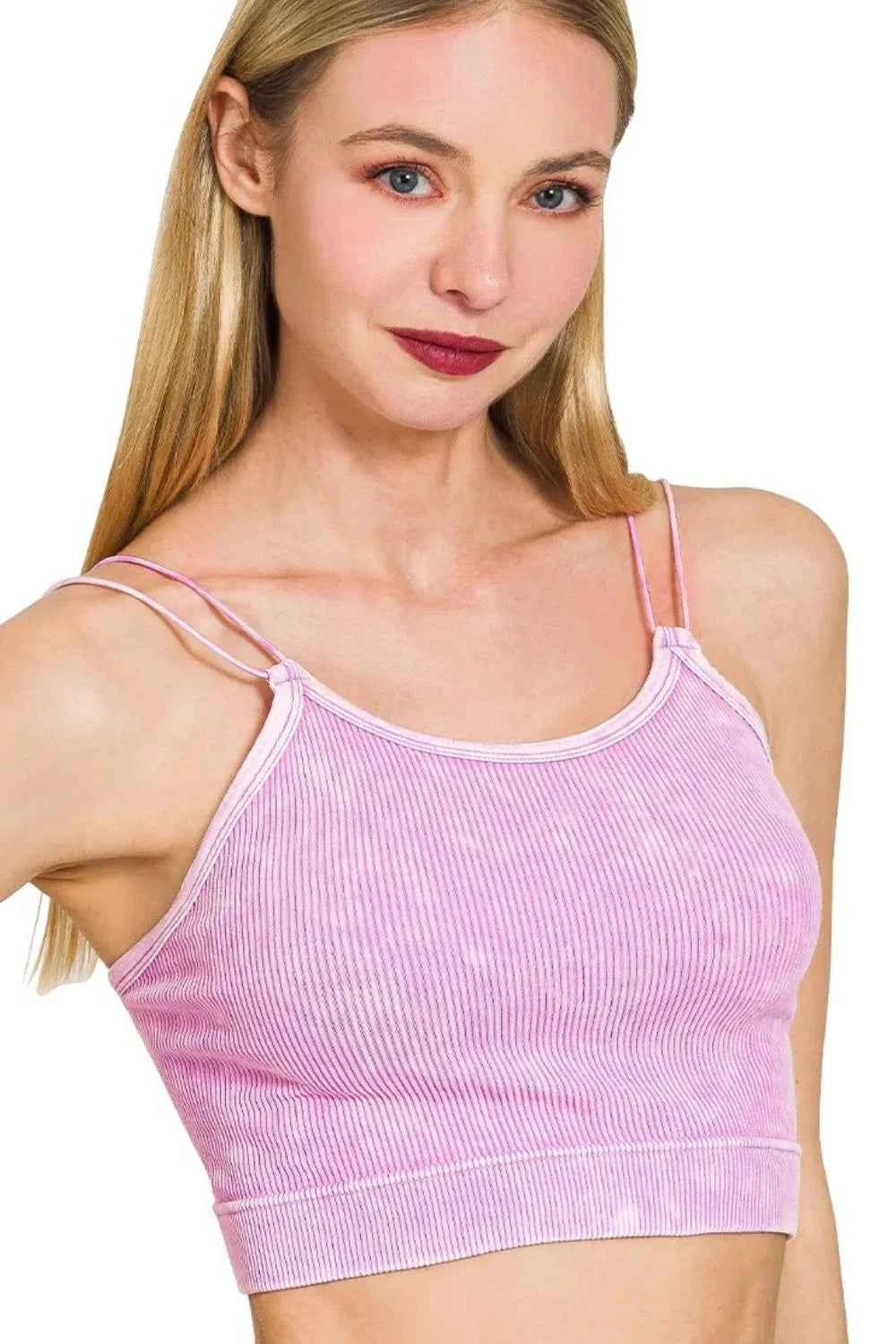 Zenana Washed Ribbed Seamless Double Strap Brami B LAVENDER 06f3ee42-4735-430c-90fe-b2b7e185b2fa-Max-Origin