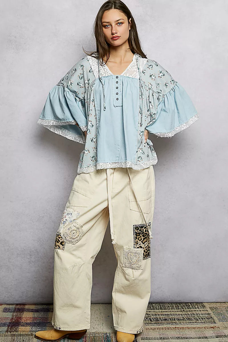 POL Double Gauze Floral Patch Blouse with Lace Detail 06f7d6c3-876a-41b6-8eea-1ed5bea60c7d-Max-Origin