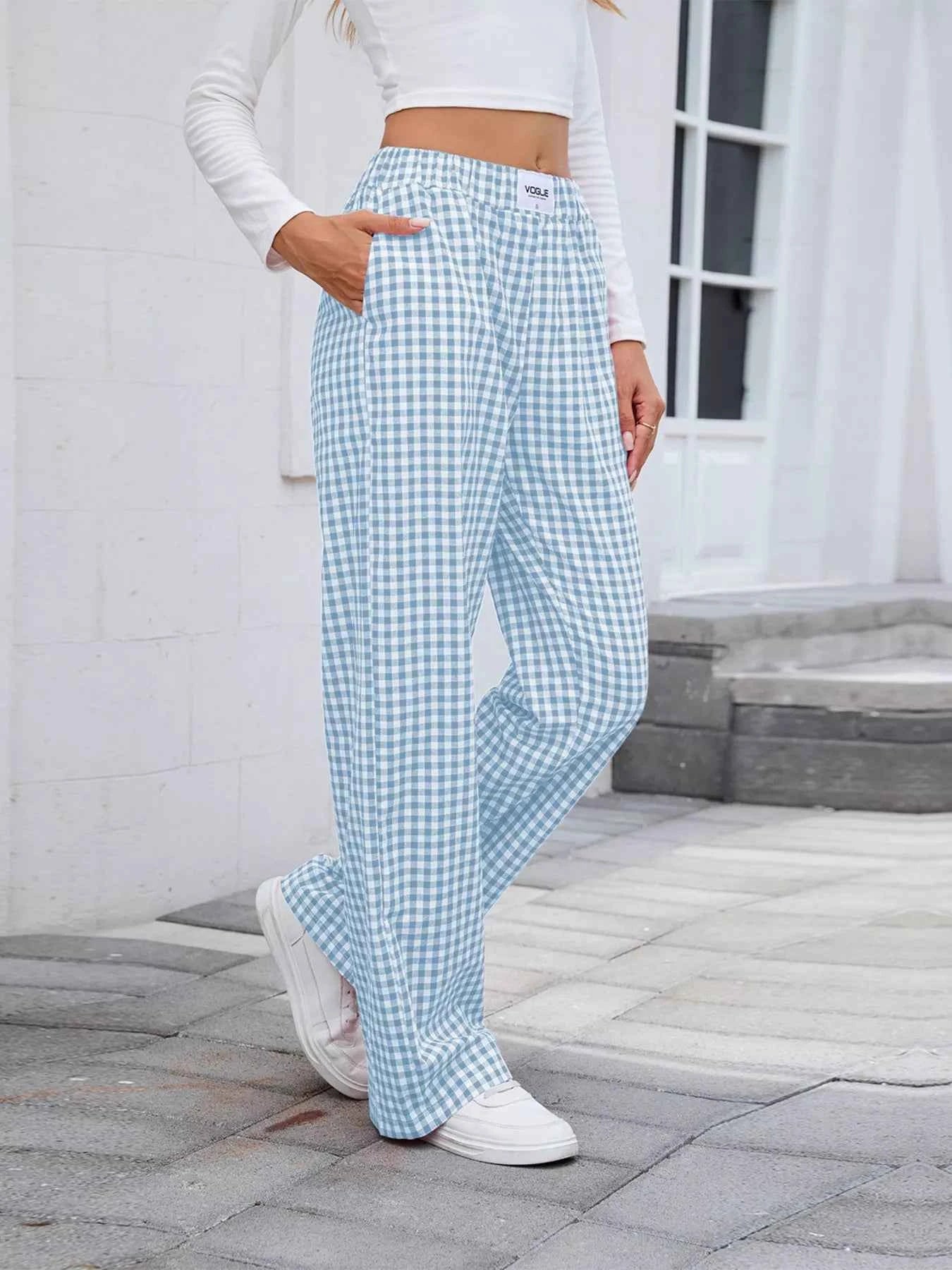 Plaid Wide Leg Casual Pants 06f9e4f90e8649608f9f7215b0b62f81-Max-Origin