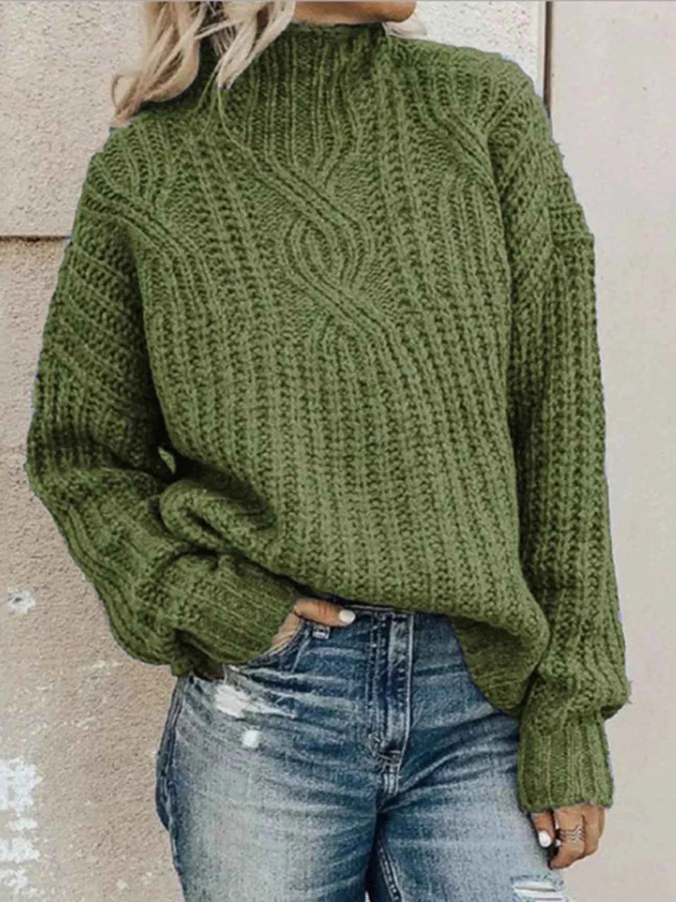 Full Size Turtleneck Long Sleeve Sweater Plus Size Green 06fabb4e6b7c4a609a82929bf8d5b357-Max-Origin
