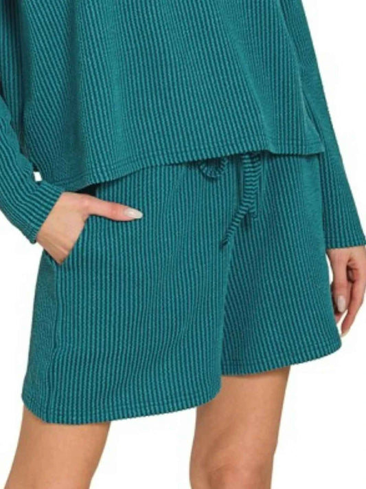 Corded Rib Long Sleeve Tee and Shorts Set 0702282e-38a5-450c-95f1-b320ff8e288b-Max-Origin