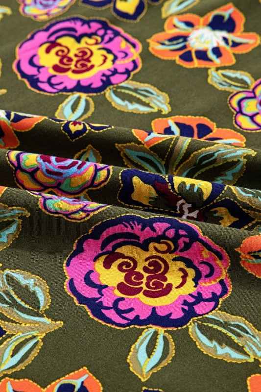 Floral Split Neck Bubble Sleeve Shift Mini Dress 070a6aa8-c2ff-4d5f-a7c9-6cb39468b4bb