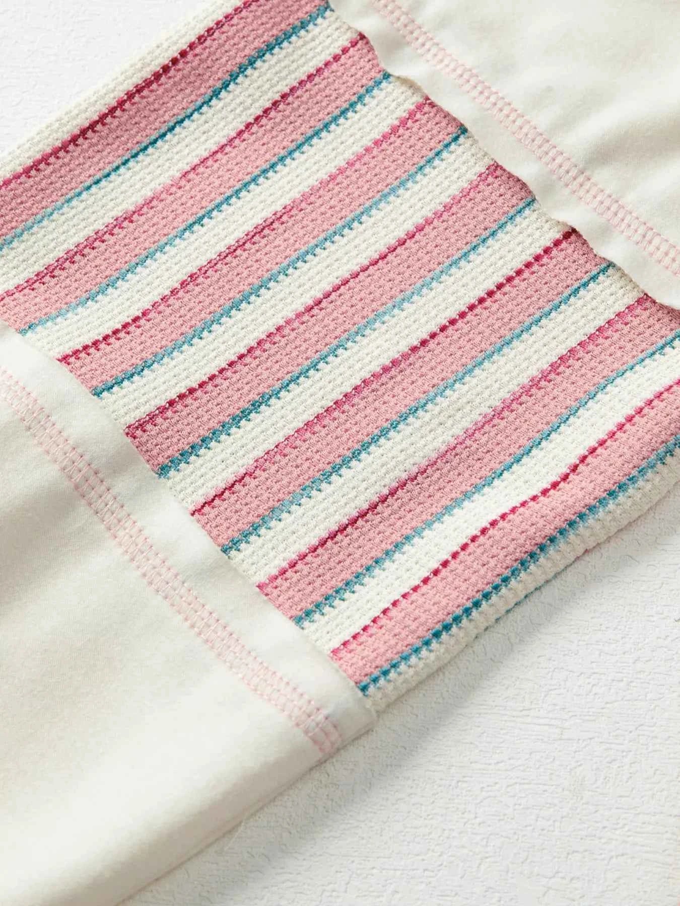 Stripe Stitched Detail Color Block Patchwork Oversized Top 070c1f8df6e842e9a36640dcb8ec4c6b-Max-Origin