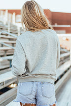 Gray Tiny Clover Embroidered Drop Shoulder Casual Sweatshirt 0714edb6edd123e5