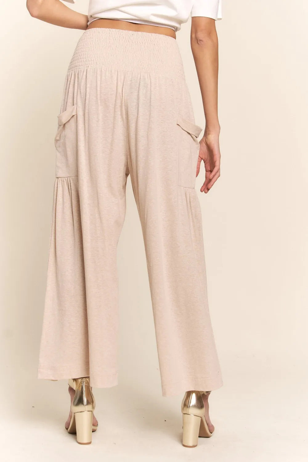 J.NNA Smocked Waist Boho Wide Leg Pants with Pockets 071c0361-cc73-4f28-ab3a-252a94a369c7-Max