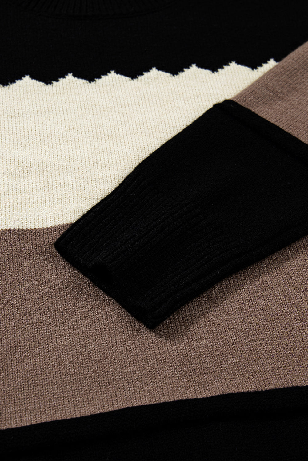 Black Colorblock Crew Neck Drop Shoulder Sweater 07274f7320e2c243