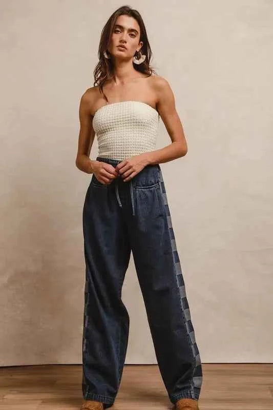 Washed Denim Mix And Match Long Pants 072939bcf49c4bb2aca5ddcb6c3172dd-Max-Origin