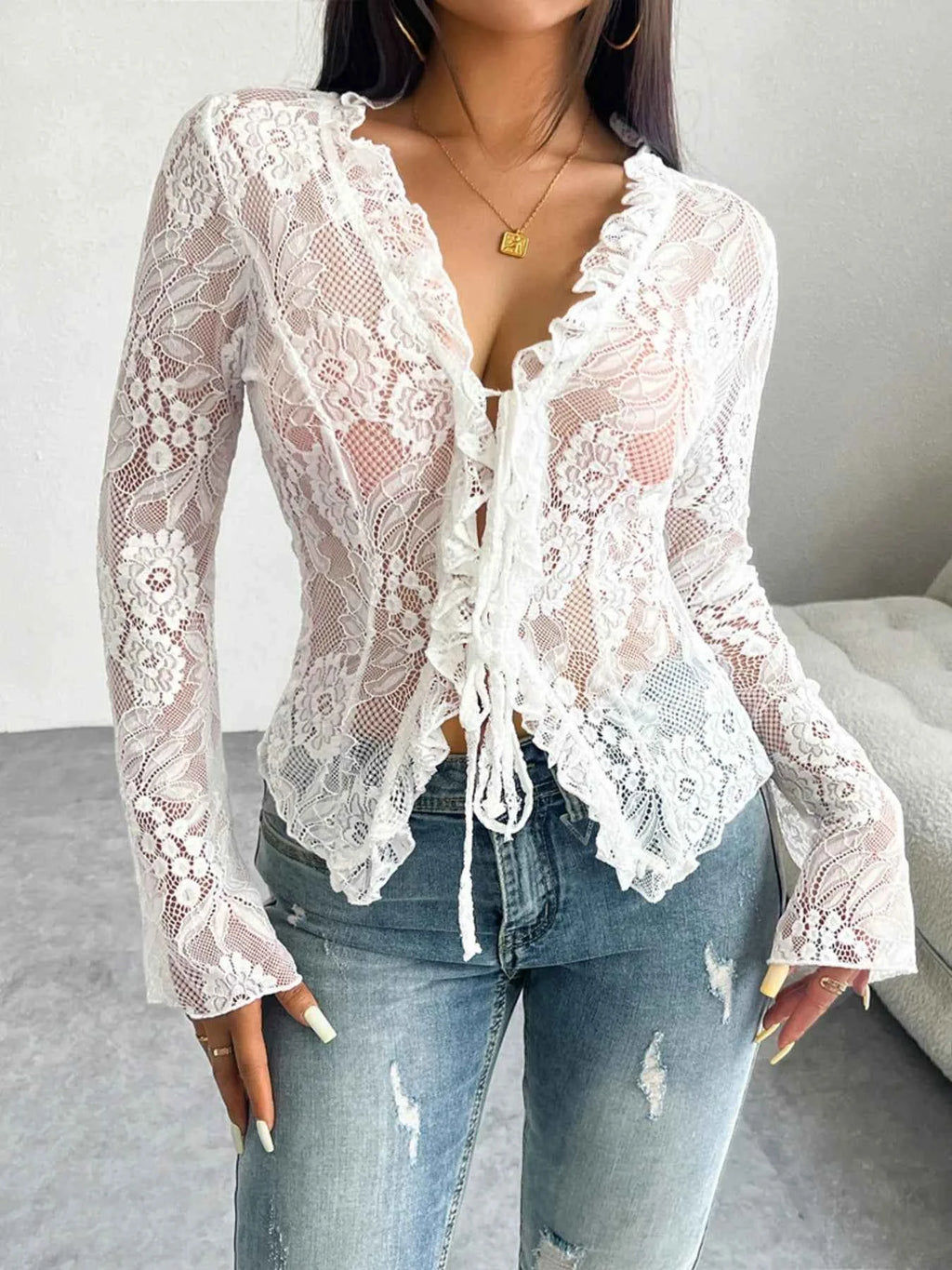 Tie Front Long Sleeve Lace Top 072a371544bb47a3a4d182a1fbcc38c8-Max-Origin