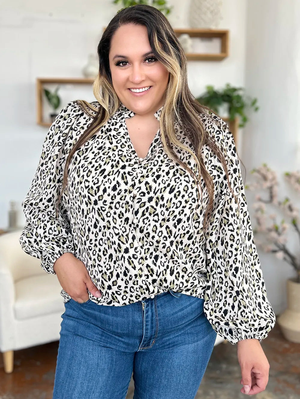 Double Take Full Size Leopard Long Sleeve Blouse 072fe00a-38c3-4a34-85c3-3f53916b2566-Max