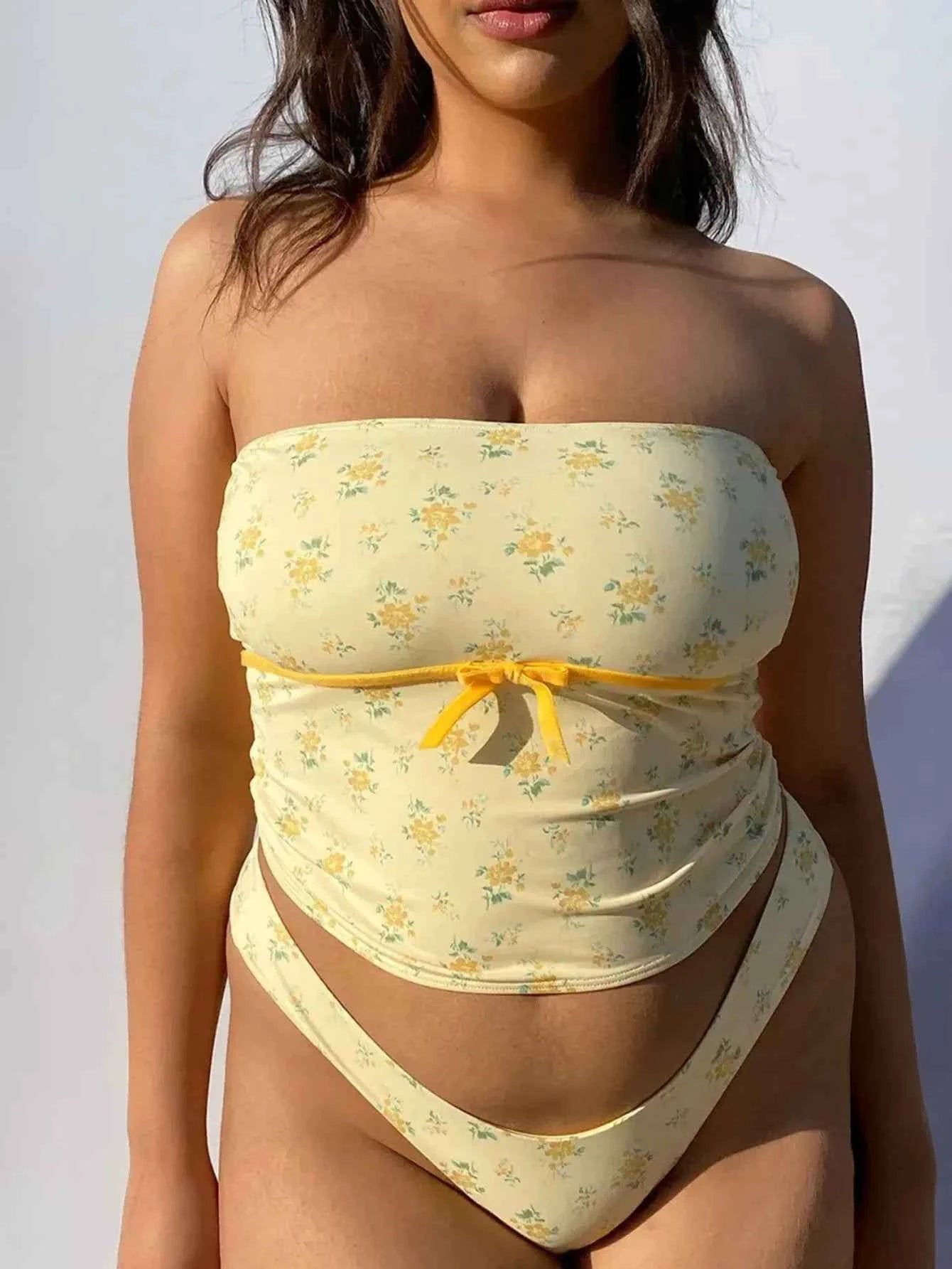 Floral Tube Top and Bottom Set Yellow 0730a504-fd09-4e29-8645-334a8bccdcc0-Max-Origin