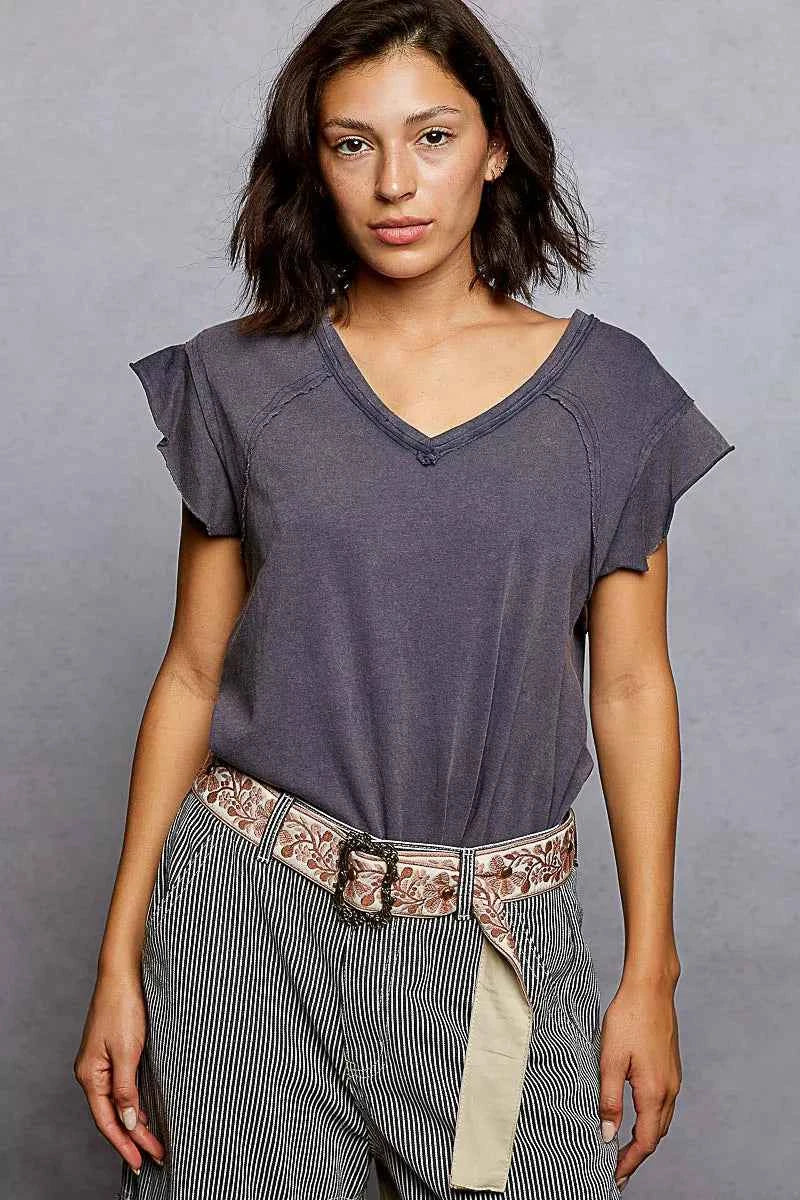 POL V-Neck Short Sleeve T-Shirt with Ruffle Sleeve 074966d9-fac3-41ba-a1e9-3f1e237fb190-Max-Origin