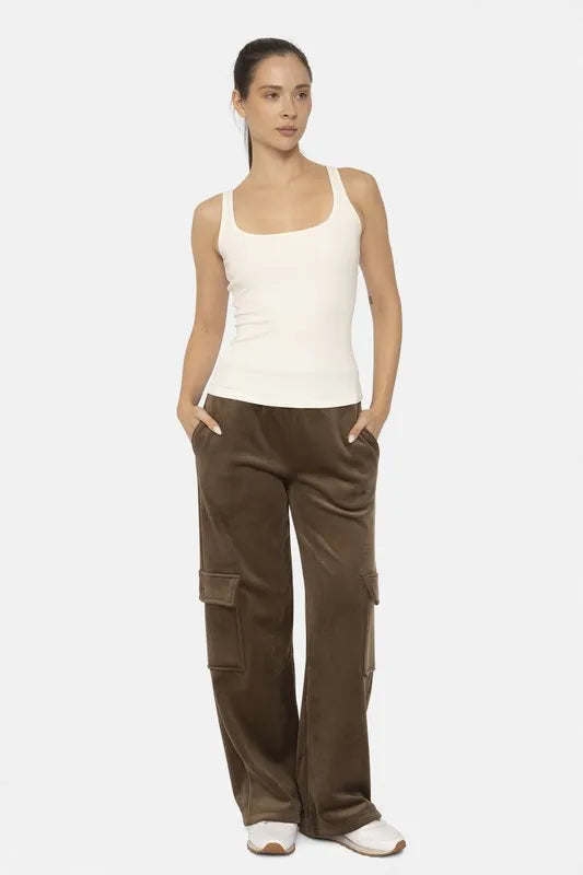 Mono B Elastic Waist Corduroy Cargo Pants 07580e16-761a-4f01-95e3-1bf2291f3402-Max