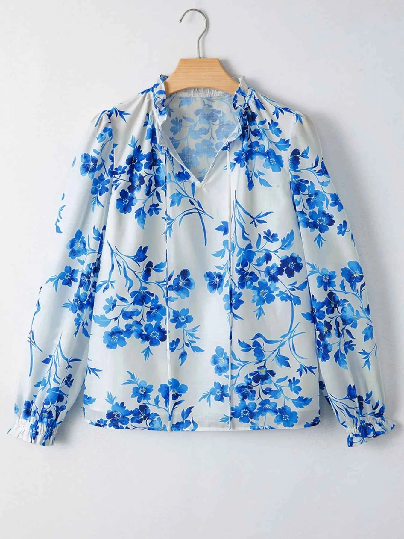 Floral Long Sleeve Tie Neck Blouse 076d28055dc34574adfe02c4efbef639-Max-Origin