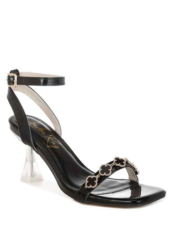 Ebina Charm Detail Spool Heels Black 076f780f-0f21-4bff-9c25-b2cd5f74743d