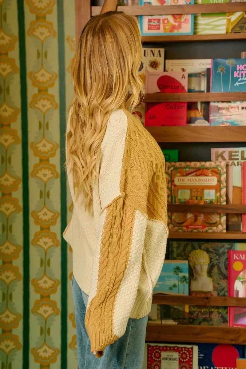 BiBi Cable Knit With Hacci Combo Sweater With Uneven Hem Detail 0770cfe308cb4f8aa16fa2c485925c9b-Max-Origin