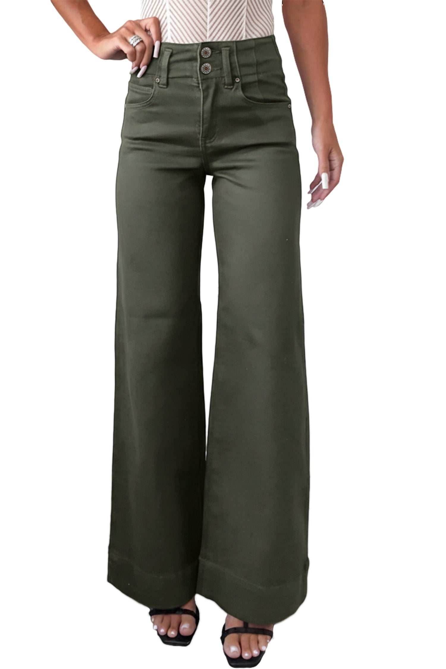Bonbon 2-Button High Waist Flared Bottom Jeans 0778665c88cff3fd