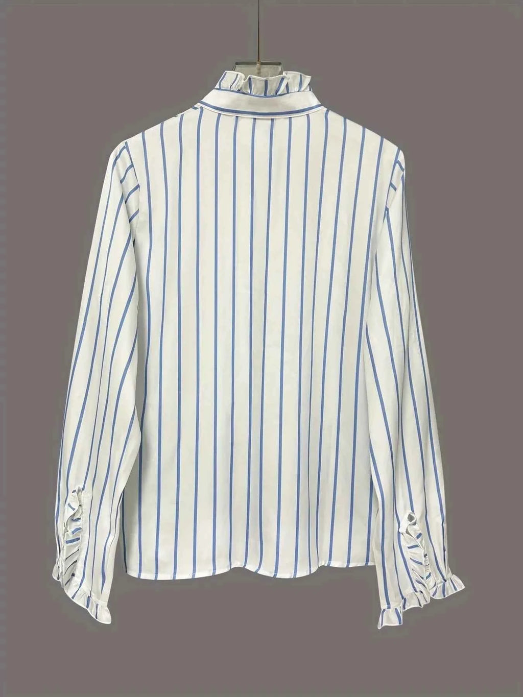Frill Striped Long Sleeve Blouse 0789b34576894a01afae950d90671e22-Max-Origin