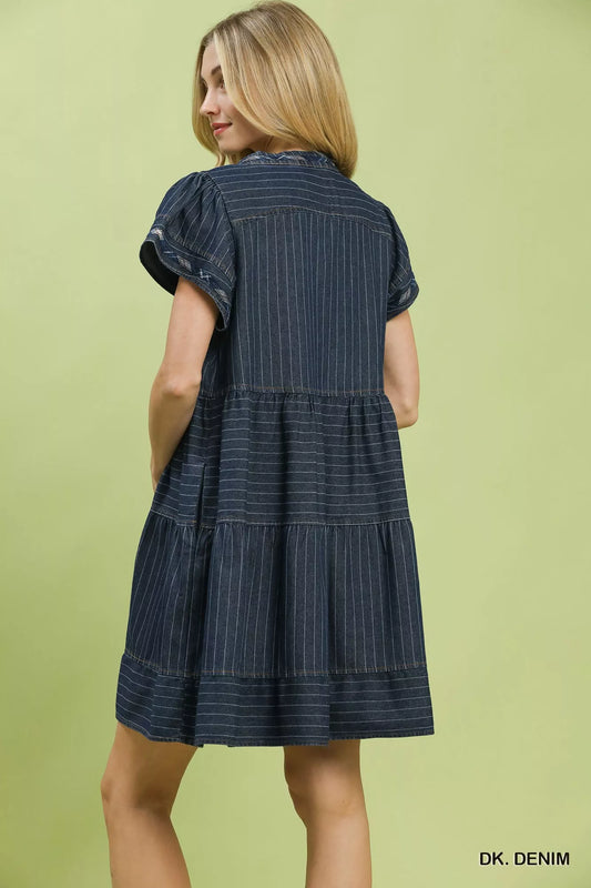 Chambray Tiered Babydoll Dress 0789b8be-2174-4a1b-b45a-c211796f9801-Max-Origin
