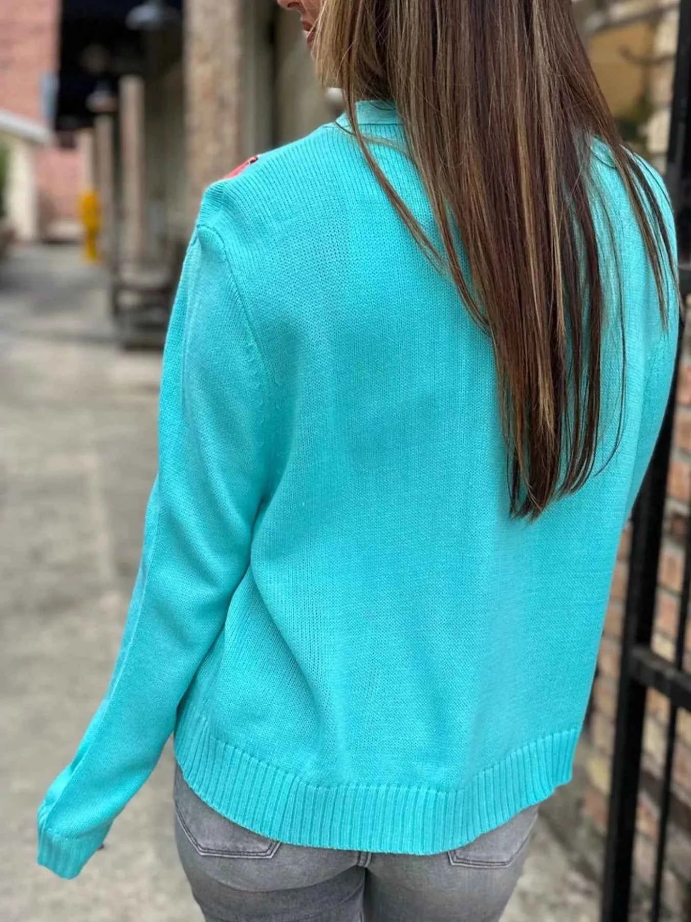 Nutcracker Ribbed Hem V-Neck Cardigan 079a570b-4c8b-4c7c-bb01-c60d8d5b57a6-Max-Origin