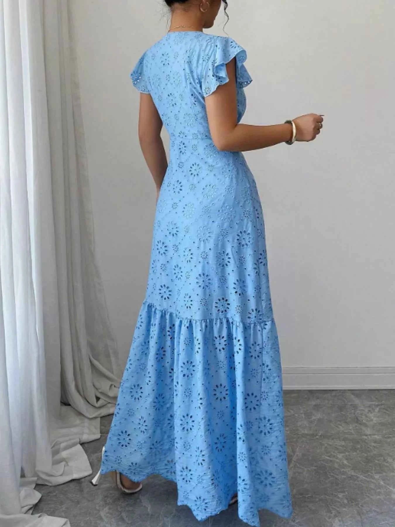 Floral Eyelet Ruffled Cap Sleeve Maxi Dress 07acdcab-7dea-4daf-a1c7-2a624546aaad-Max-Origin