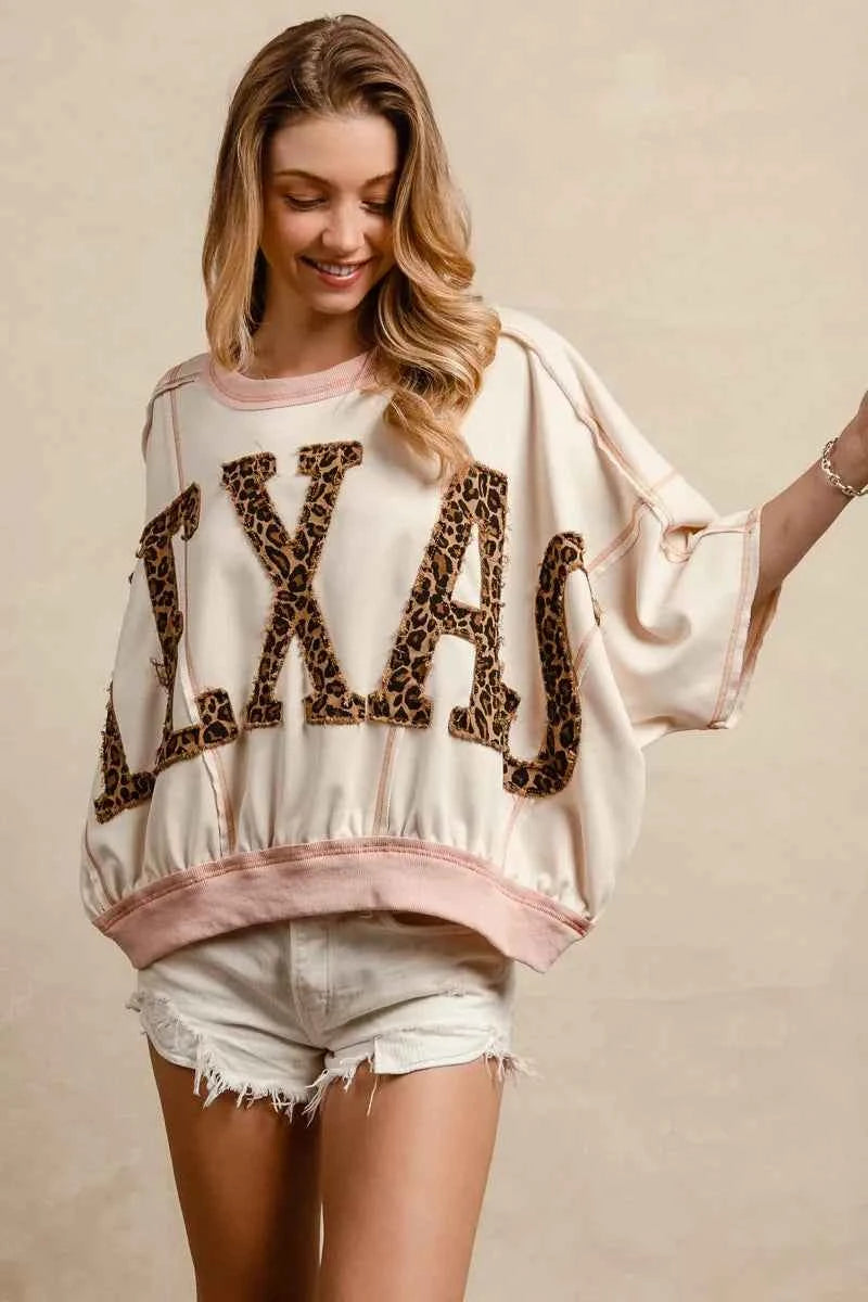 BiBi Leopard Print Texas Patchwork Overlock Stitch Top 07b8bc4bfb0e44ae8dfef64eaa224064-Max-Origin