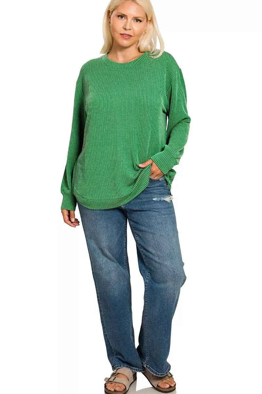 Full Size Raised Rib Round Neck Long Sleeve Top Plus Size 07d75042-7f11-45be-a385-d5fa7cb5af54-Max-Origin