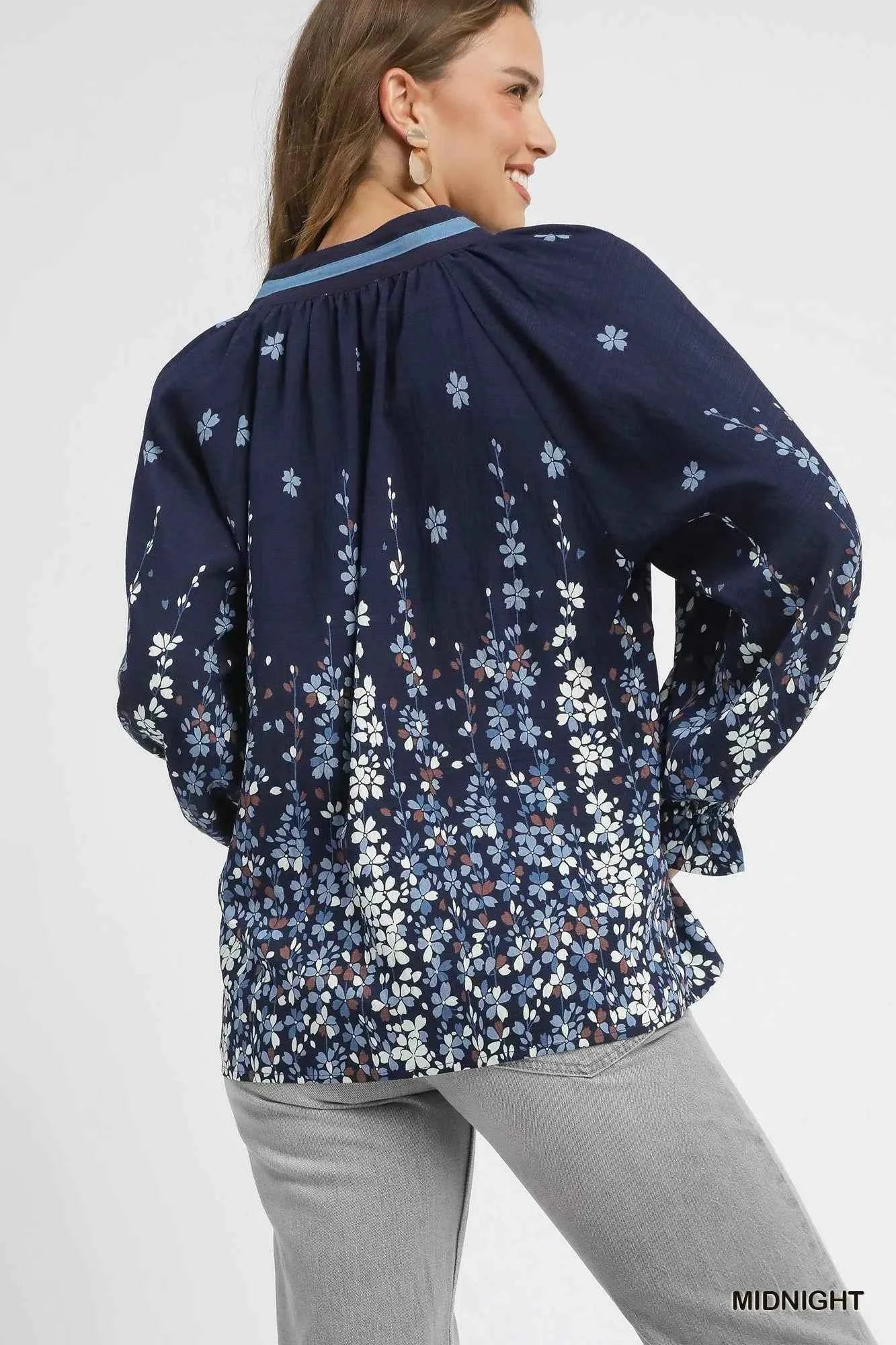 Umgee Full Size Floral Vine Print Blouse with Balloon Sleeves Plus Size 07daeea4-a422-47c8-9a94-2e218efc78ca-Max-Origin