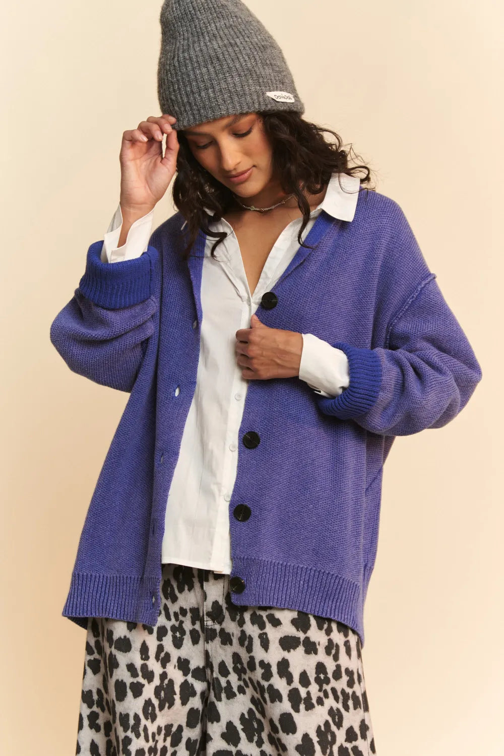 Davi & Dani Shawl Collar Ribbed Detail Button Up Cardigan Azure 07e37917-84dd-4346-9519-c486fa73e578-Max