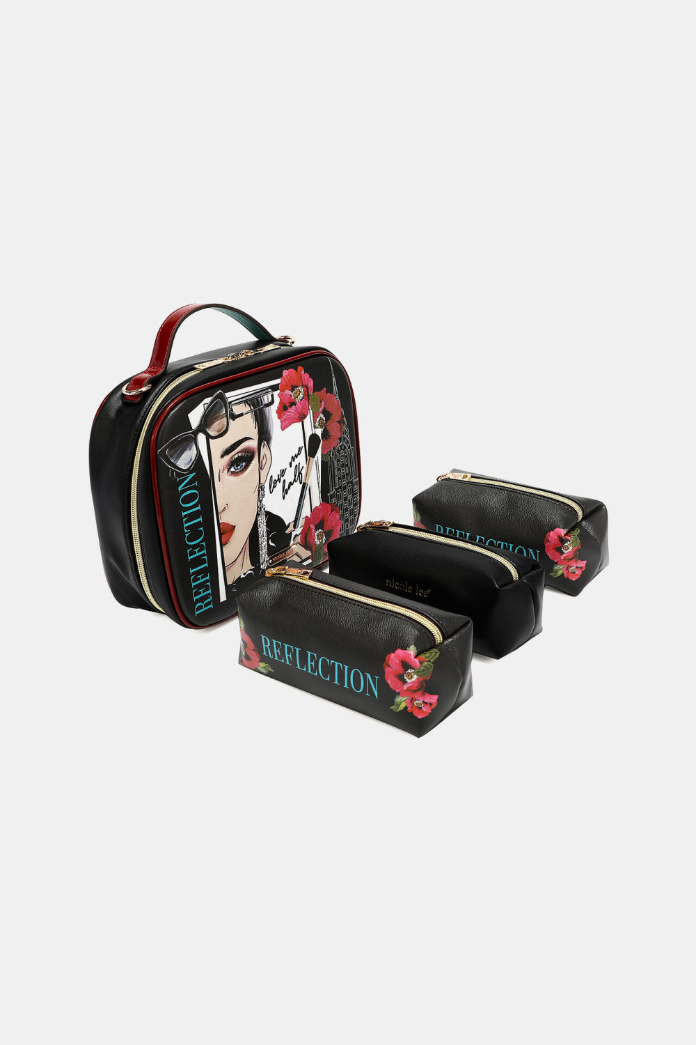 Nicole Lee USA Printed Handbag with Three Pouches 07eac1331ea84b51a37c56ff356f5892-Max