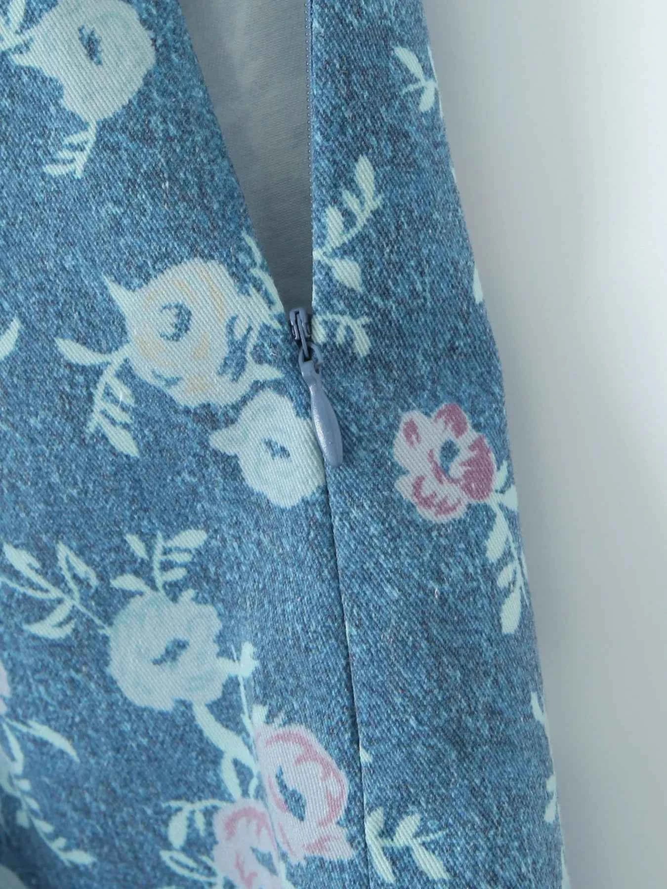 Floral Print Strapless Top and Skort Denim Set 07f26608f64a44a3b13801397222d36d-Max-Origin