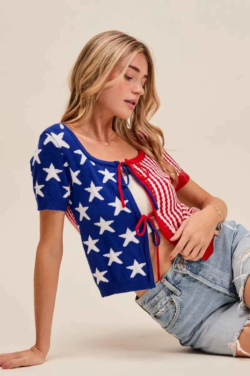 SO ME Stars And Stripe Front Bow Tie Cardigan 0807966e293c4aa99a6130dbf5e54fc8-Max-Origin