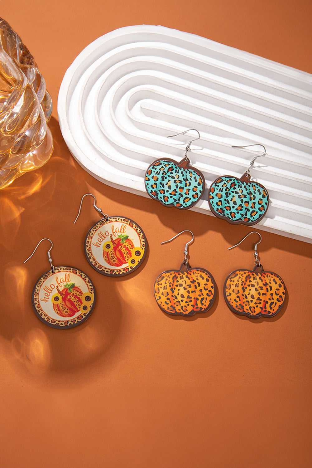 Orange Leopard Pumpkin Hook Earrings 080908d30b0c3172