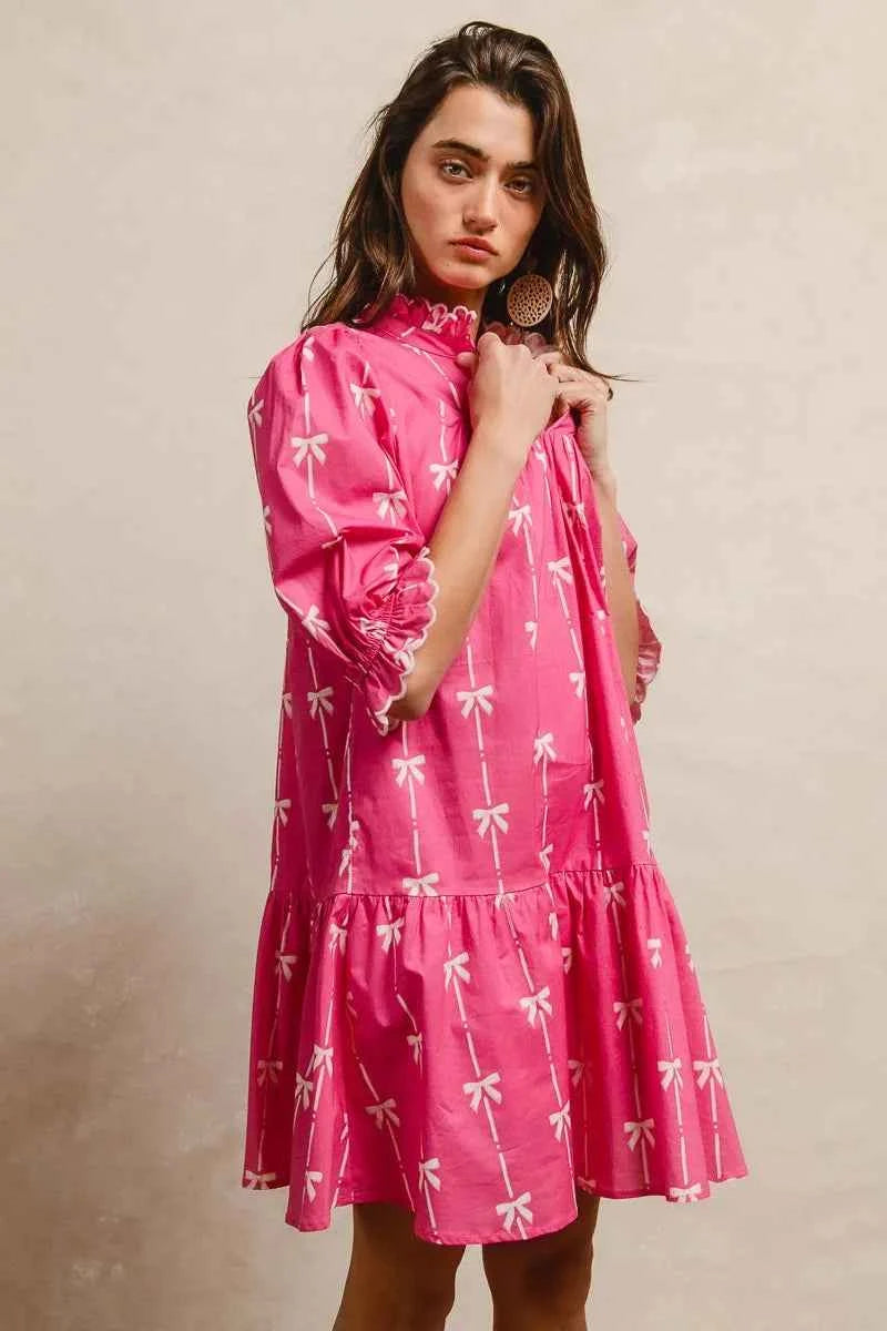 BiBi Ribbon Patterns With Scallops Edge Details Short Sleeve Dress 0809b98999d5412787e3fd9d03f1d261-Max-Origin