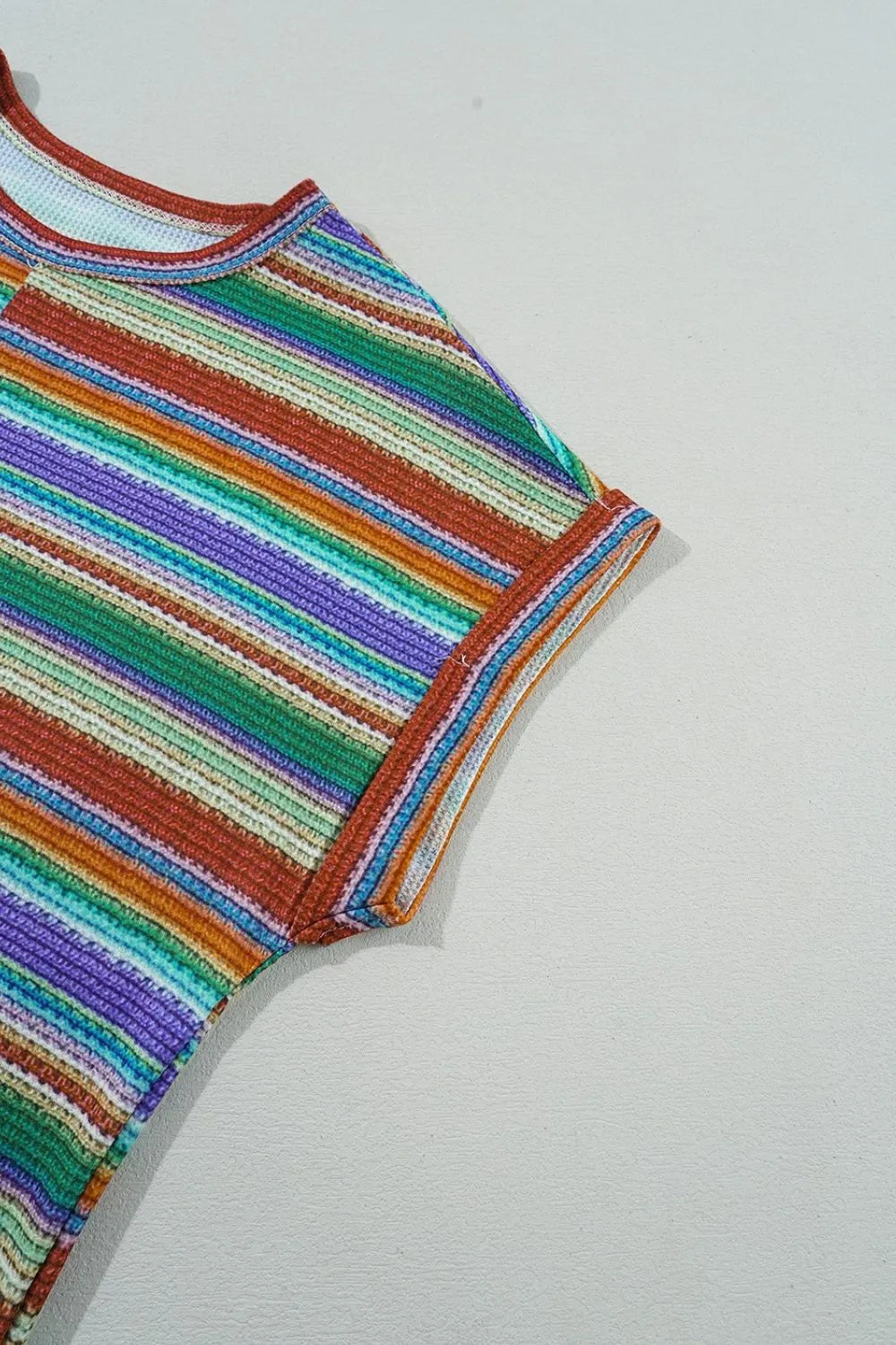 Multicolour Striped Twist Hem Cap Sleeve Top 0815a421-012e-4d6a-9905-6644839a7f8e-Max-Origin