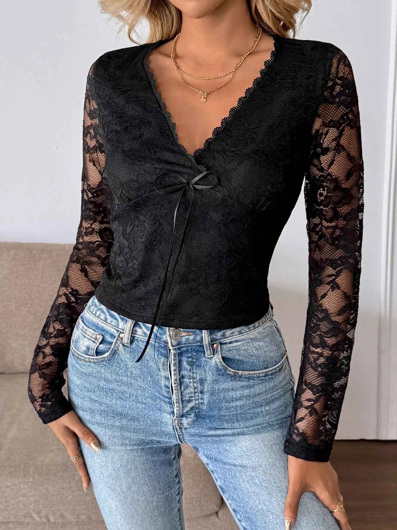 Lace V-Neck Long Sleeve Top 0818a10baec1464f95d9c6b5fcd47ed4-Max-Origin