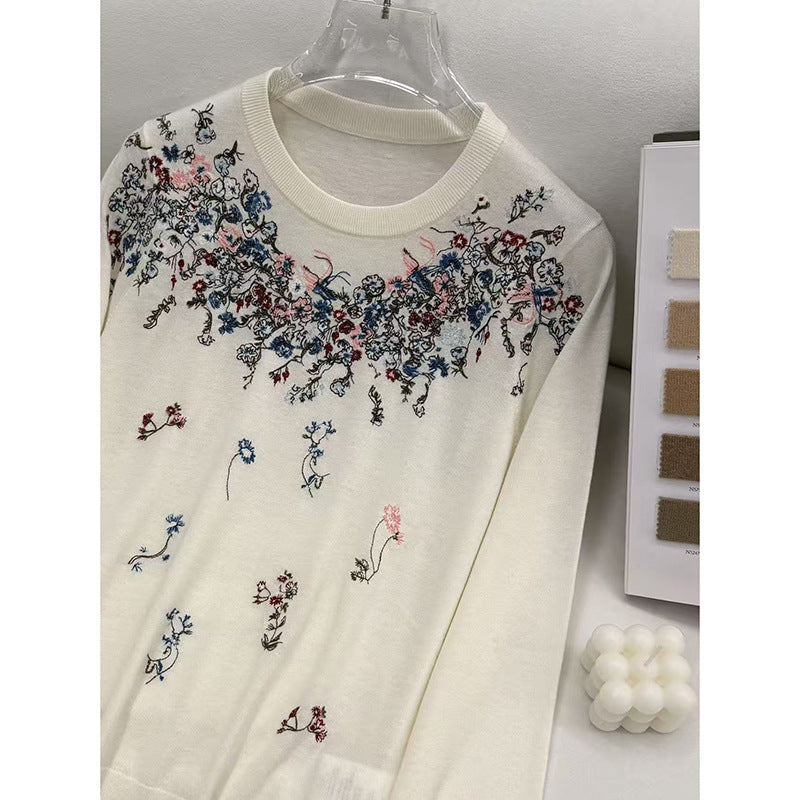 The Embroidered Signature Crewneck Sweater Ivory White 081BB1FEAA3987DC4CE6074021691686_98f9c546-72d7-4c1e-930b-bd3a9cc57d81
