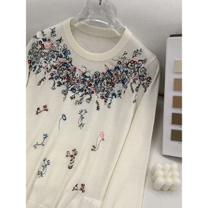 The Embroidered Signature Crewneck Sweater Ivory White 081BB1FEAA3987DC4CE6074021691686_98f9c546-72d7-4c1e-930b-bd3a9cc57d81