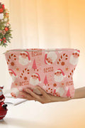 Pink Christmas Santa Claus Corduroy Zip Up Cosmetic Bag Pink ONE SIZE Corduroy 082140d9512446a0