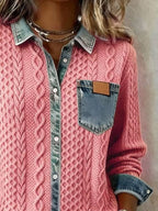 Denim Trim Cable Knit Cardigan 0825e350-27da-46bc-8cd6-6be262880ac9-Max-Origin