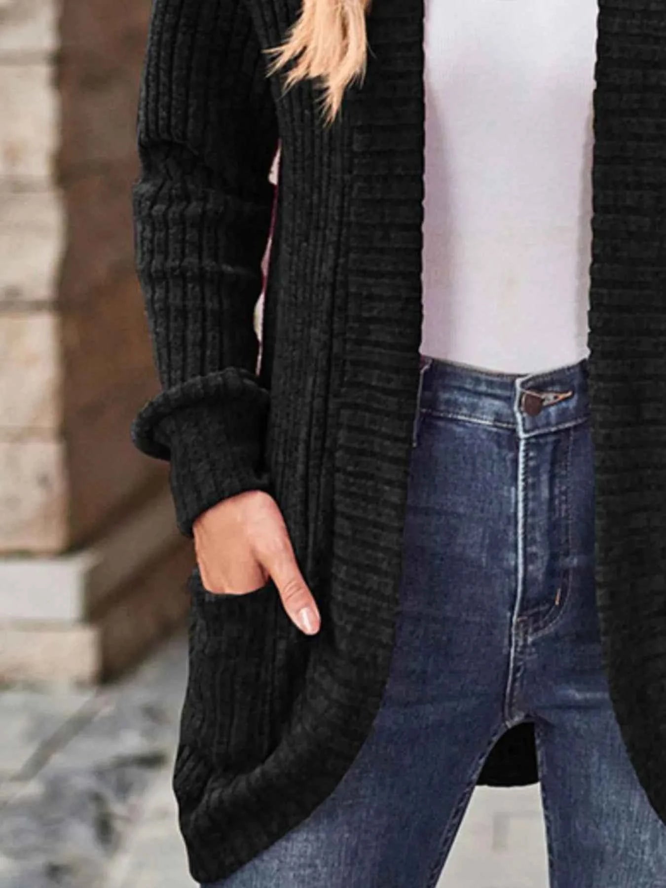 Ribbed Knit Open Front Cardigan with Pockets 082d3226-d391-4edf-9ea5-e42a11b23db5-Max-Origin