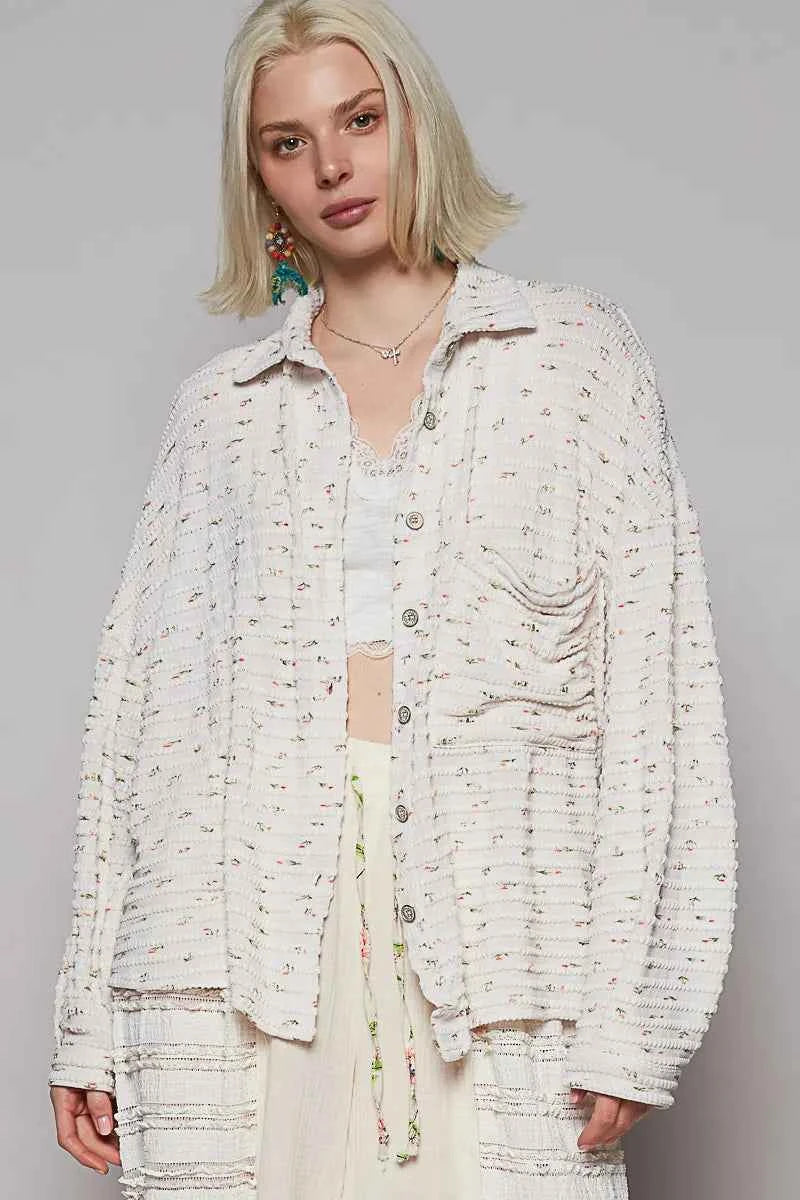 POL Floral Print Textured Button-Up Shirt White 08309093-d910-4264-9c83-e175b6c45d70-Max-Origin