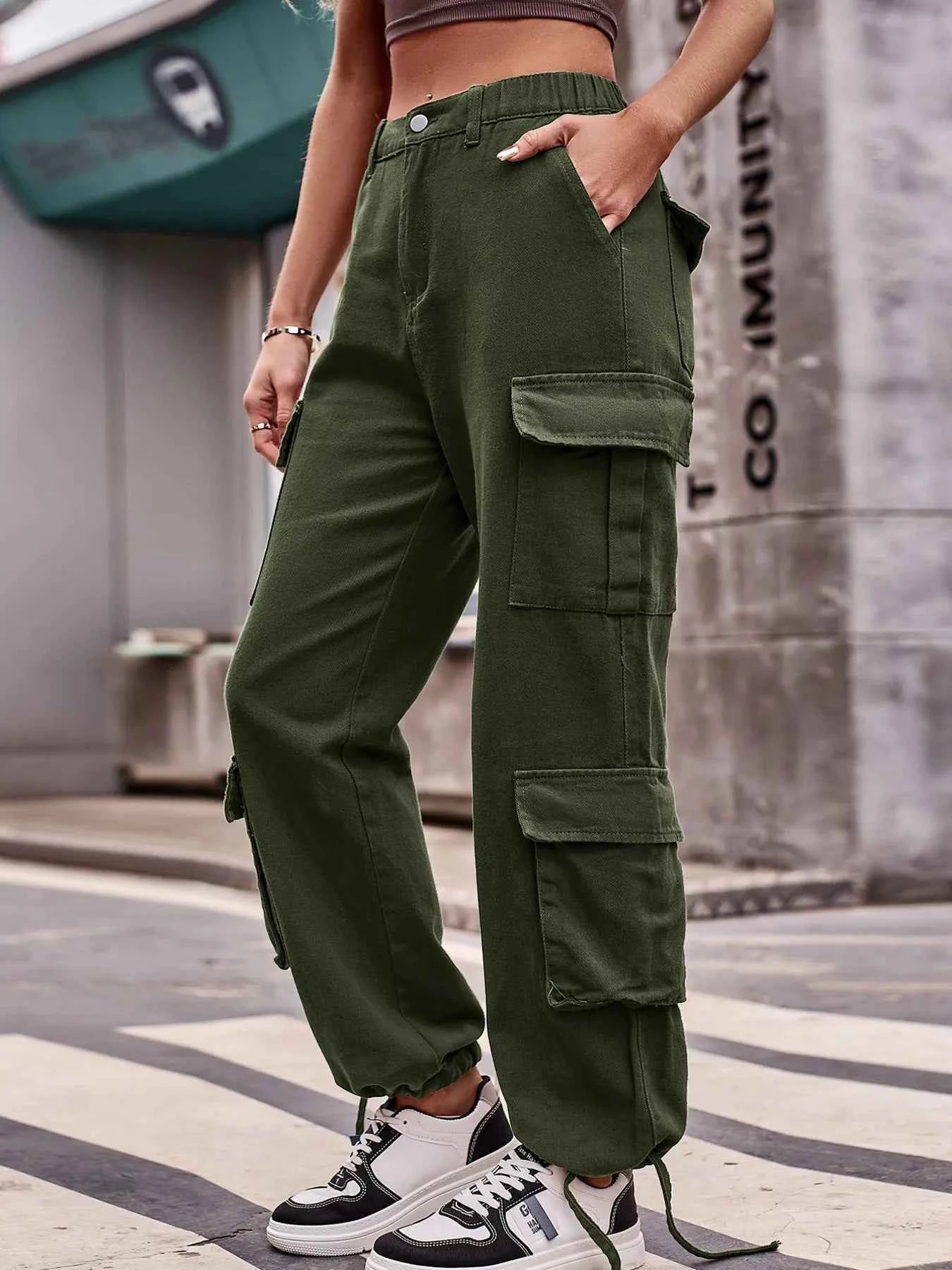 Casual Wide Leg Cargo Jeans Army Green 0832934df4f54b848b77c4da93c16f41-Max-Origin