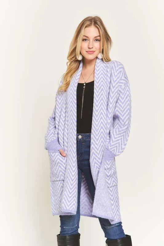 ADORA Chevron Sweater Cardigan PURPLE