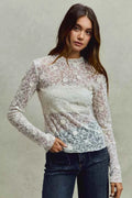 SO ME Lace Long Sleeve 3d Effect Floral Layering Top OFF WHITE 0849de23651841aeaa8e75c953d5df08-Max-Origin