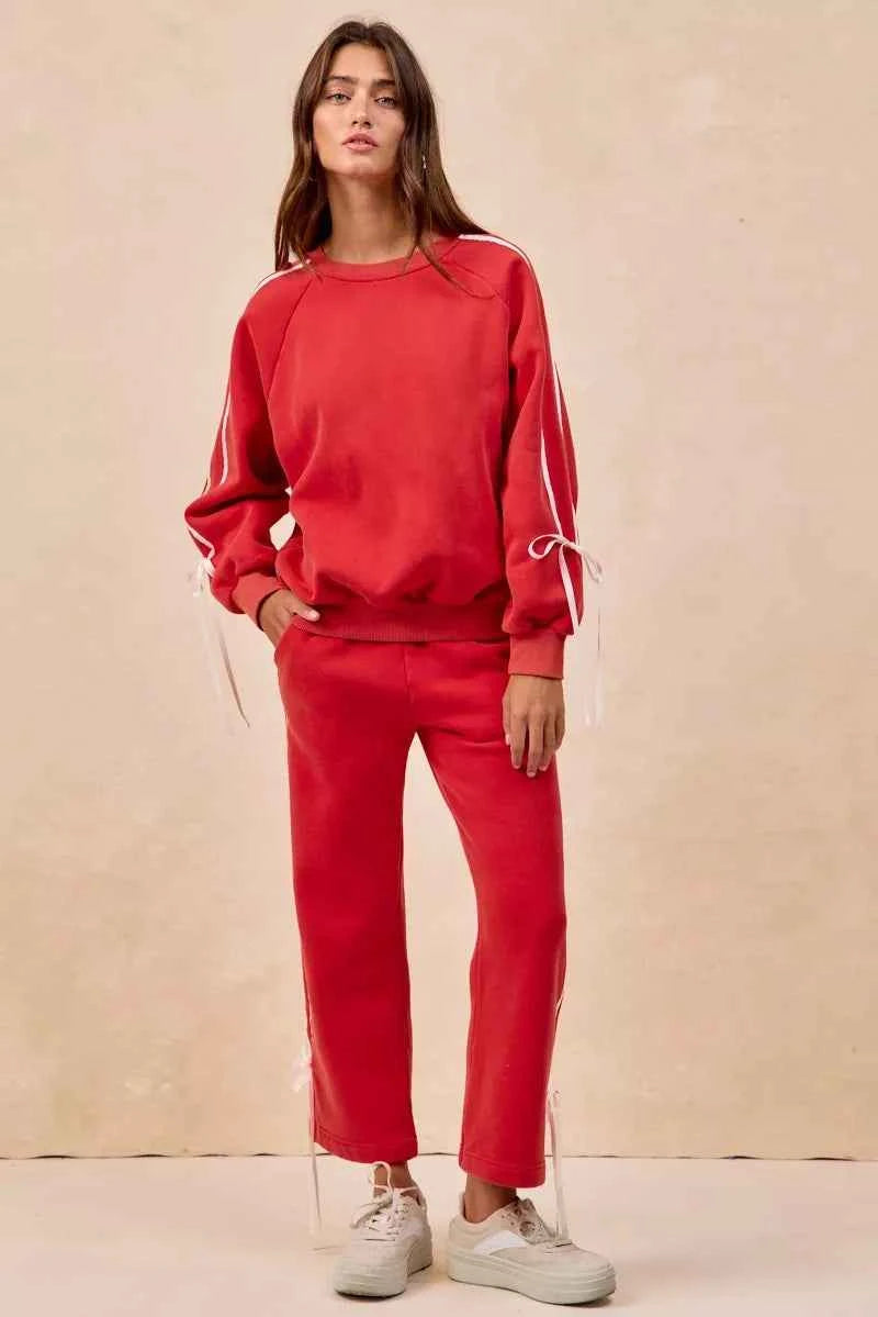 BiBi Side Lined Bow Details Fleece Sweatpants 085560e98560443d8566dc52eb57e5a9-Max-Origin