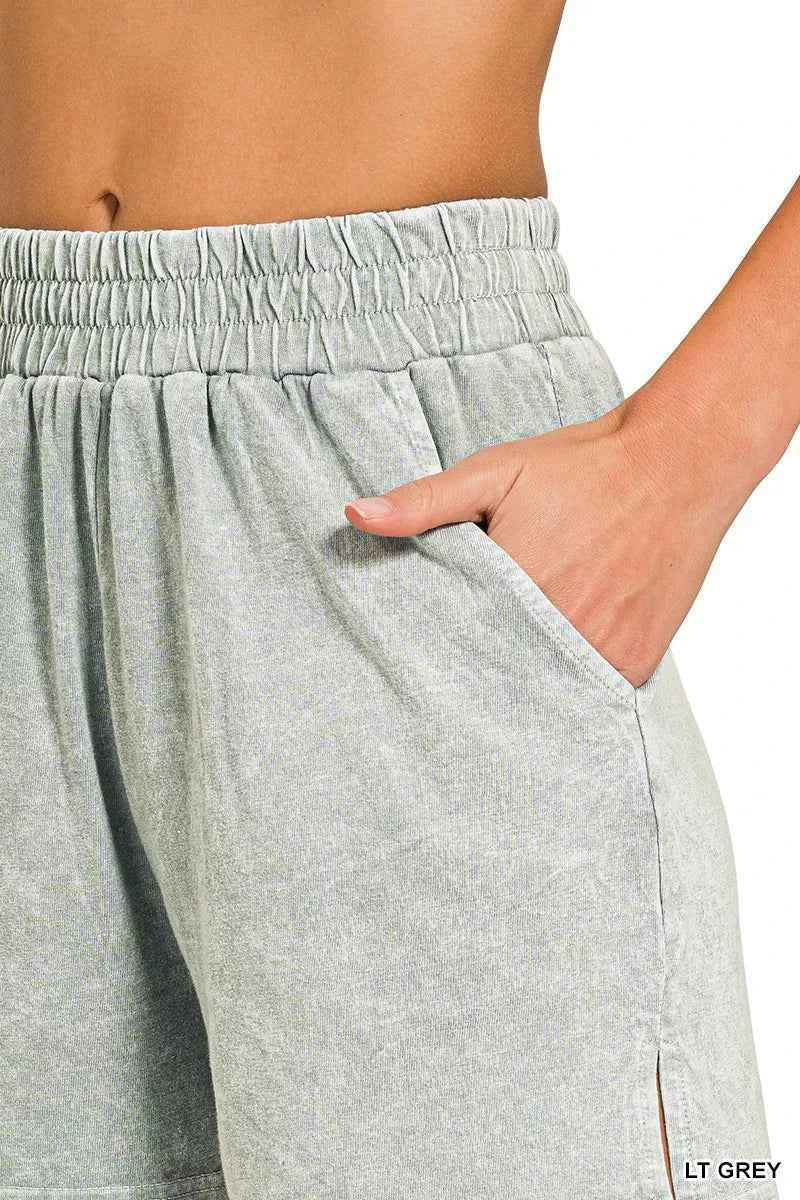 Zenana Halo Snow Washed Short Sleeve Tee and Shorts Set 086556a2e390468492e6e82901f7a509-Max-Origin