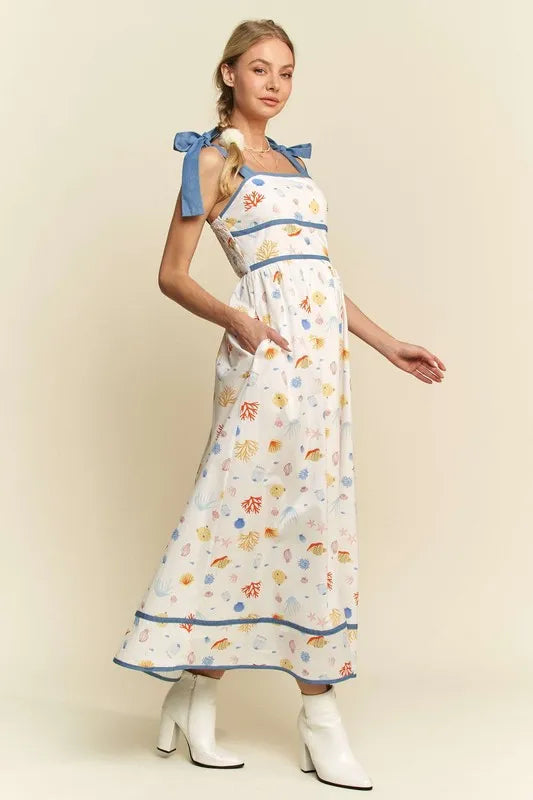 Davi & Dani Denim Binding Detail Smocking Summer Maxi Dress 086eeb4aad004299a1371e94ee1a6147-Max-Origin