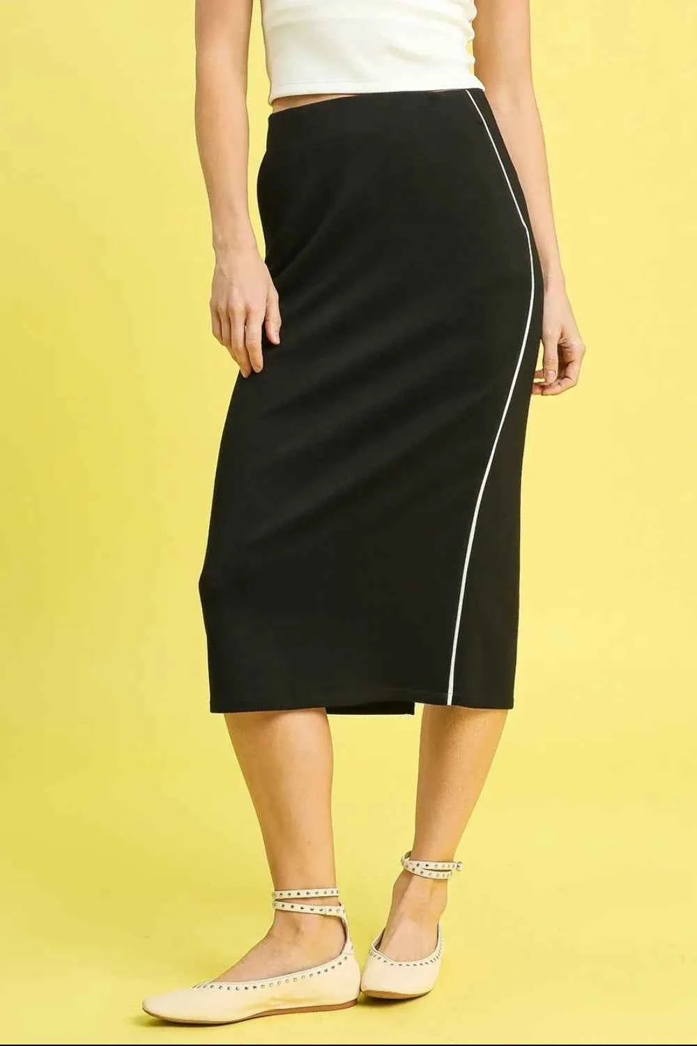 Umgee Midi Pencil Skirt with Contrast Piping Detail 08728898-bfda-425b-8dbc-3ca26e31953e-Max-Origin