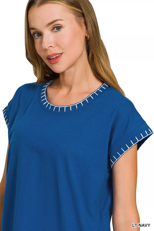Stitch Detailed Oversize Top 08742d29-6c5d-4549-8abe-b39c0bf3b735-Max-Origin